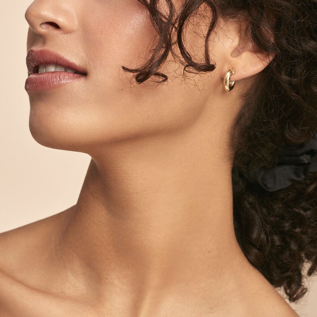 Créoles Argent Dore Sunset - Boucles d'oreilles créoles Femme | Histoire d’Or
