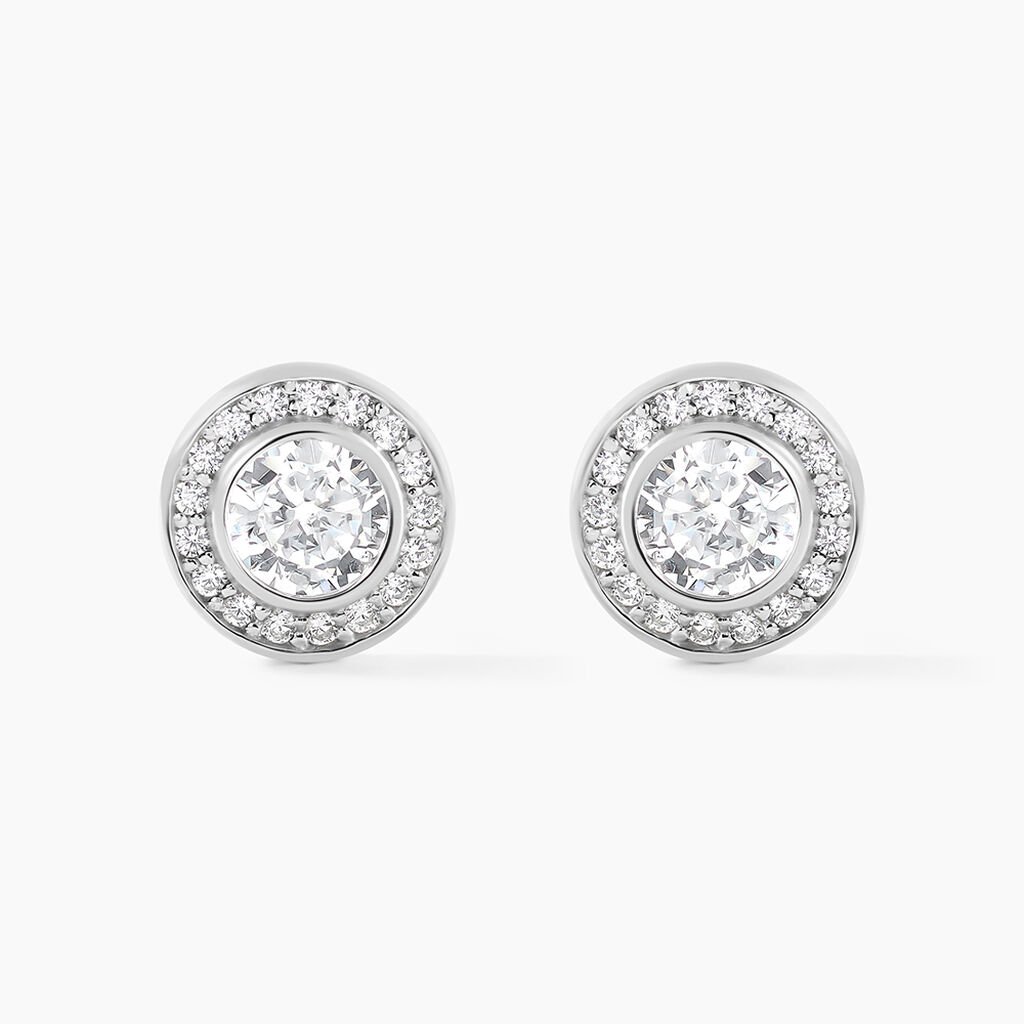 Boucles D'oreilles Puces Marquise Argent Blanc Oxyde De Zirconium - Boucles d'oreilles fantaisie Femme | Histoire d&rsquo;Or