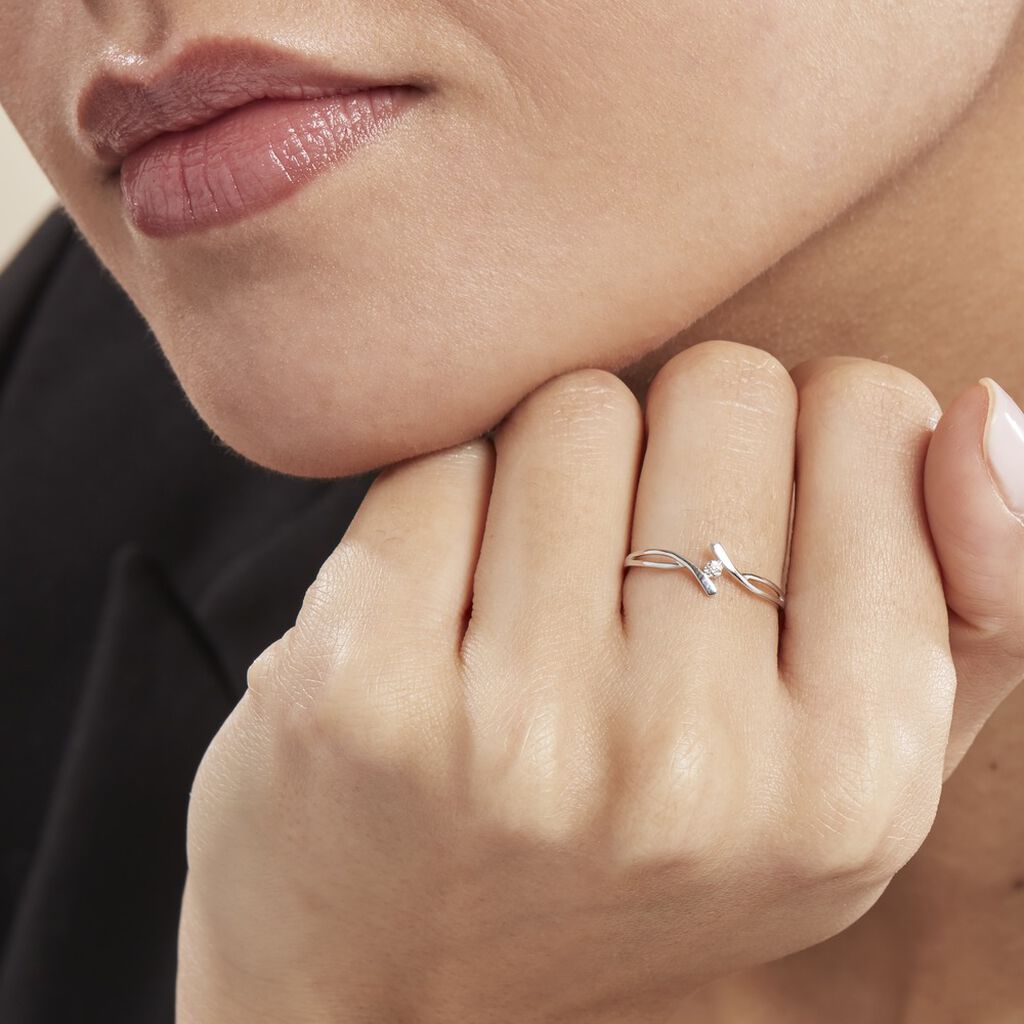 Bague Or Blanc Aatto Diamants - Bagues avec pierre Femme | Histoire d’Or
