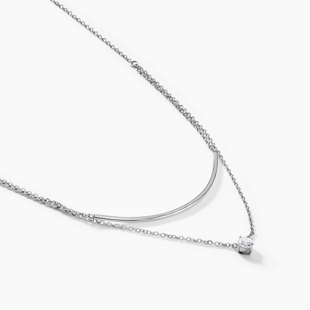 Collier Ruth Argent Blanc Oxyde De Zirconium - Colliers doubles et triples cha&icirc;nes Femme | Histoire d&rsquo;Or
