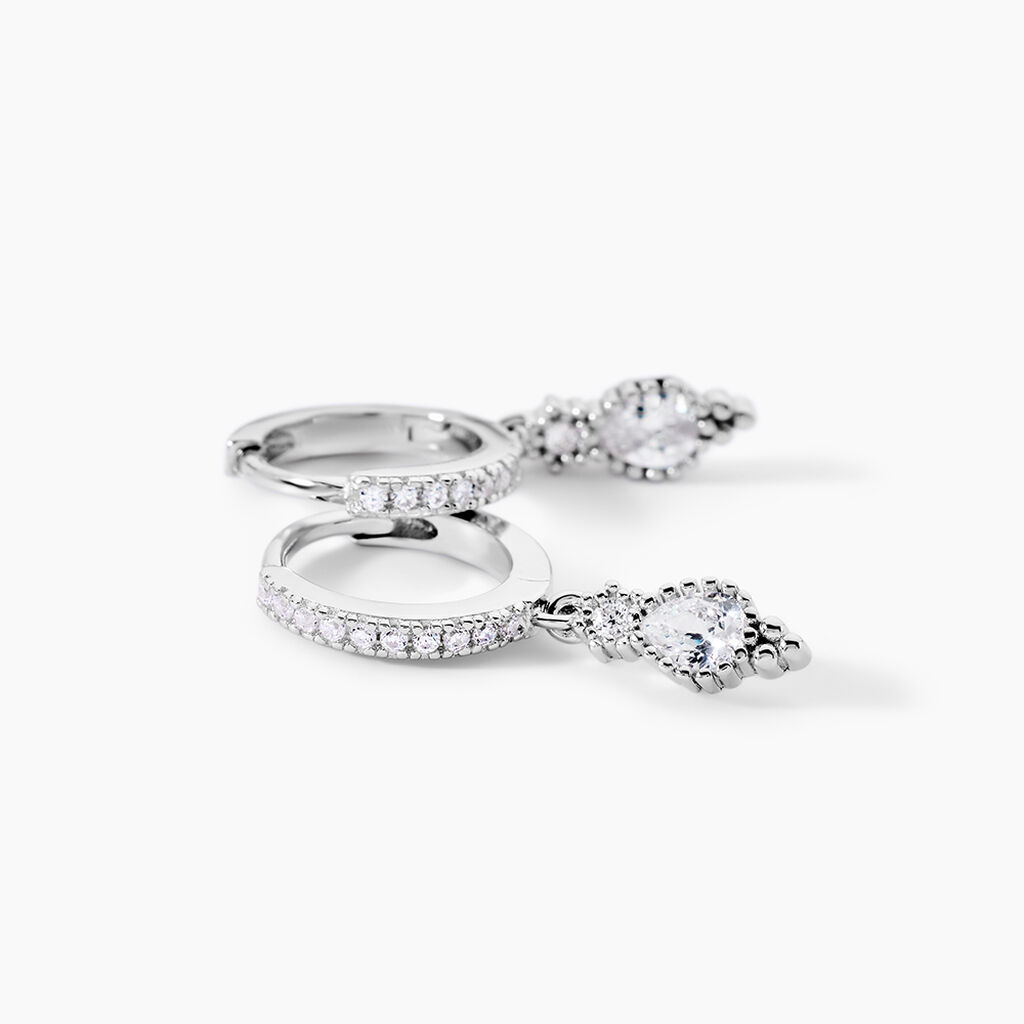 Cr&eacute;oles Ysee Argent Blanc Oxyde De Zirconium - Boucles d'oreilles cr&eacute;oles Femme | Histoire d&rsquo;Or