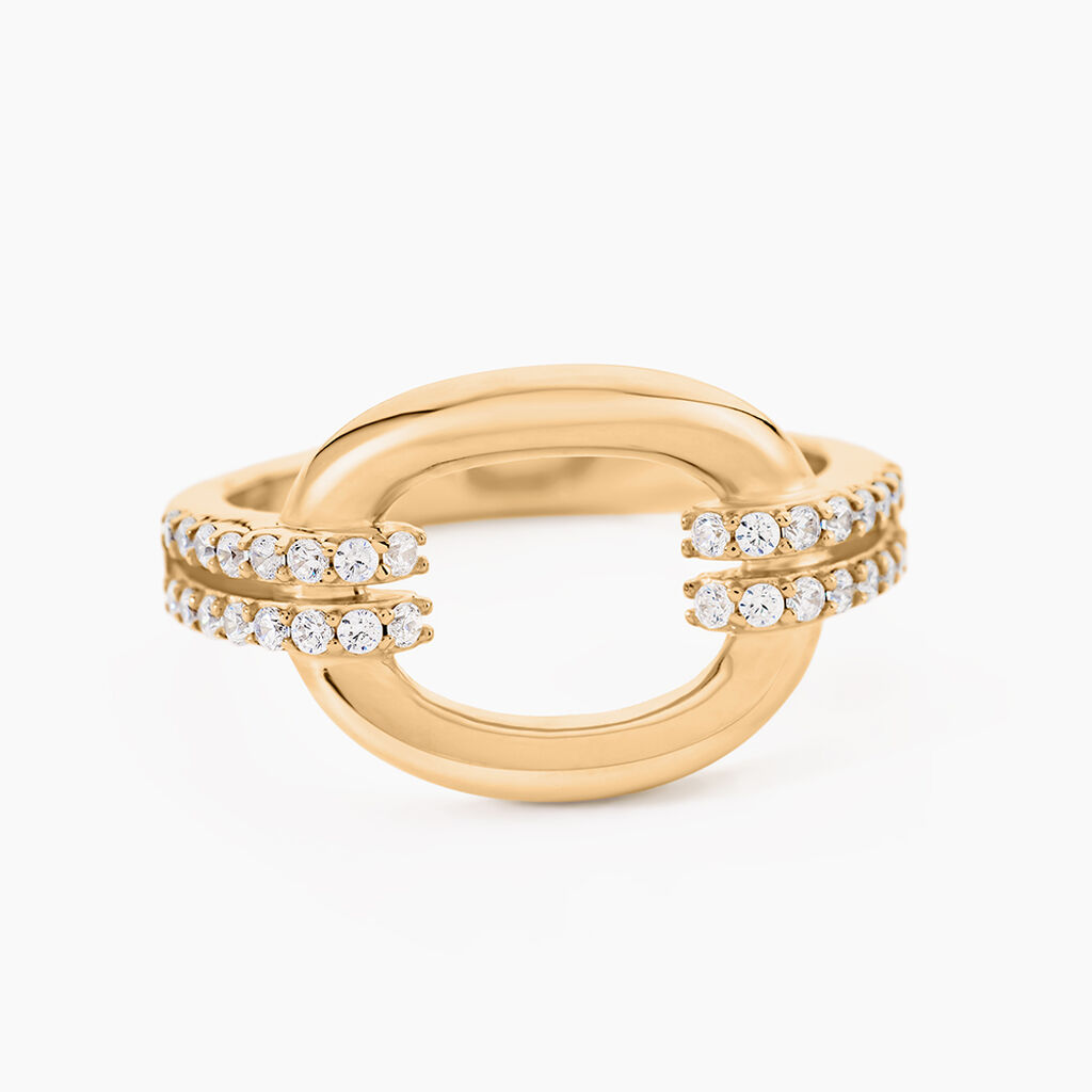 Bague Shiny Bold Plaqu&eacute; Or Jaune Oxyde De Zirconium - Bagues avec pierre Femme | Histoire d&rsquo;Or