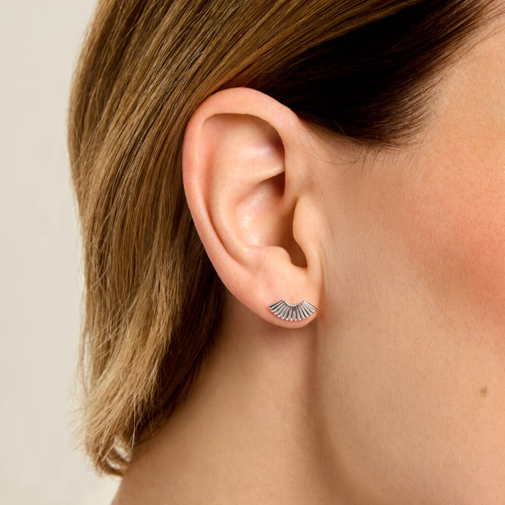 Boucles D'Oreilles Puces Cornelie Argent Blanc - Boucles d'oreilles fantaisie Femme | Histoire d&rsquo;Or