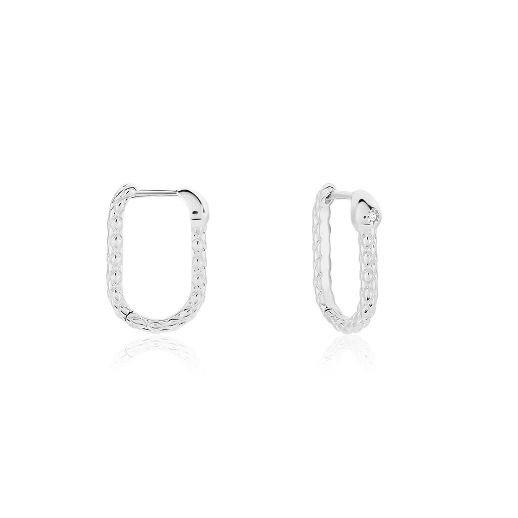 Créoles Oria Argent Blanc Oxyde De Zirconium - Boucles d'oreilles créoles Femme | Histoire d’Or