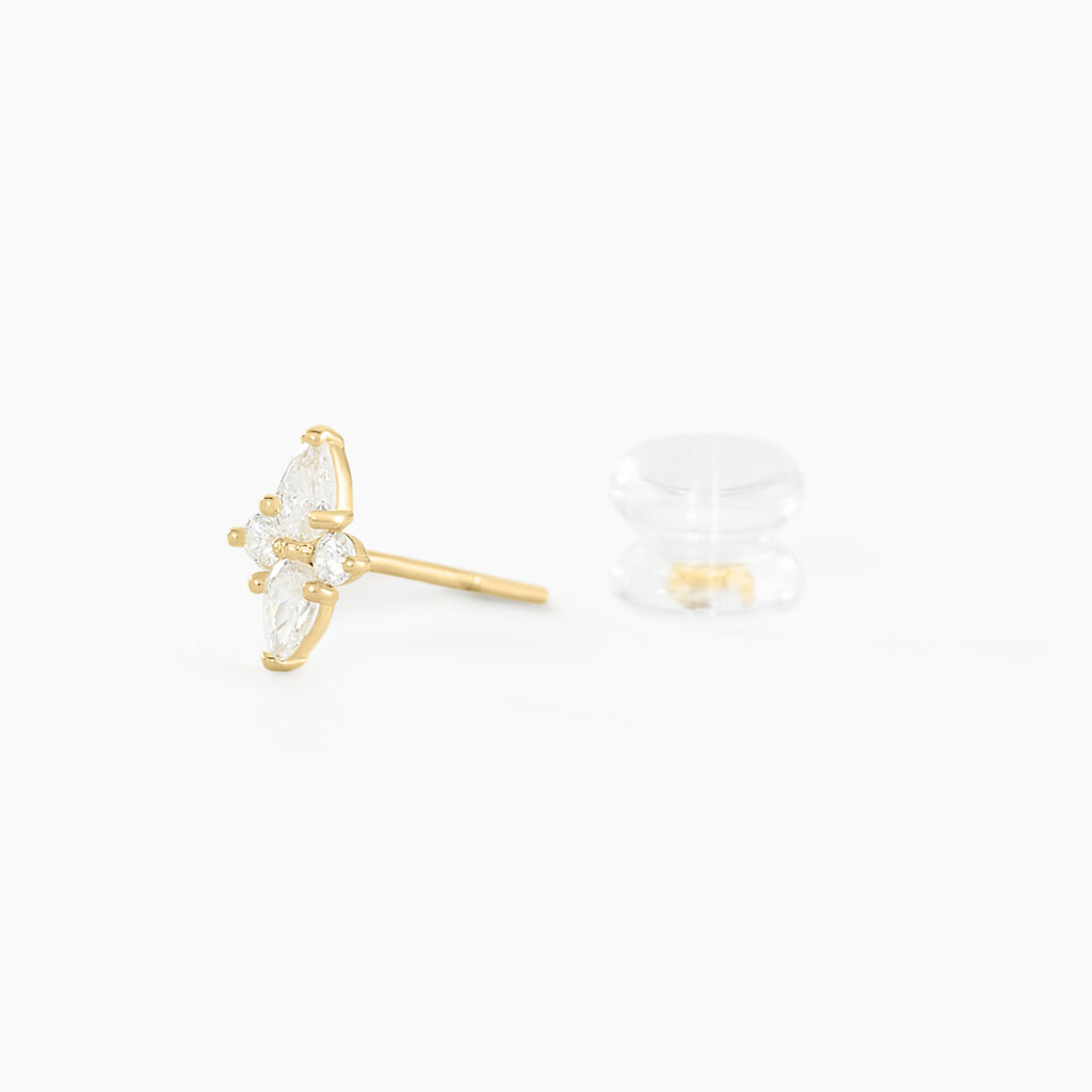 Boucles D'oreilles Puces Titty Or Jaune Oxyde De Zirconium - Clous d'oreilles Femme | Histoire d’Or