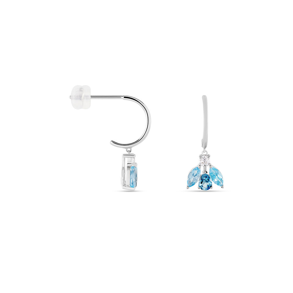 Boucles D'oreilles Pendantes Spring Or Blanc Topaze Oxyde De Zirconium - Boucles d'oreilles pendantes Femme | Histoire d’Or