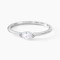 Bague Navette Argent Blanc Oxyde De Zirconium