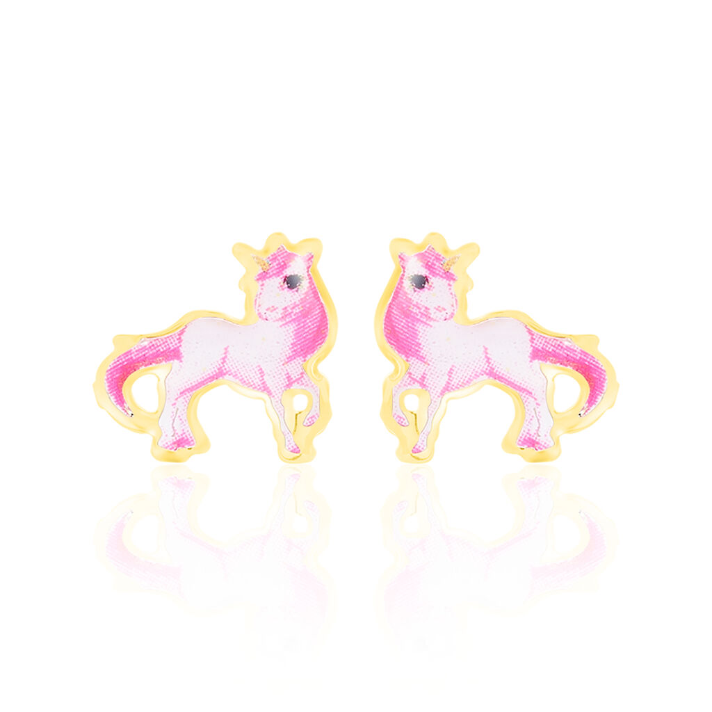 Boucles D'oreilles Puces Fantasila Cheval Or Jaune - Clous d'oreilles Enfant | Histoire d’Or