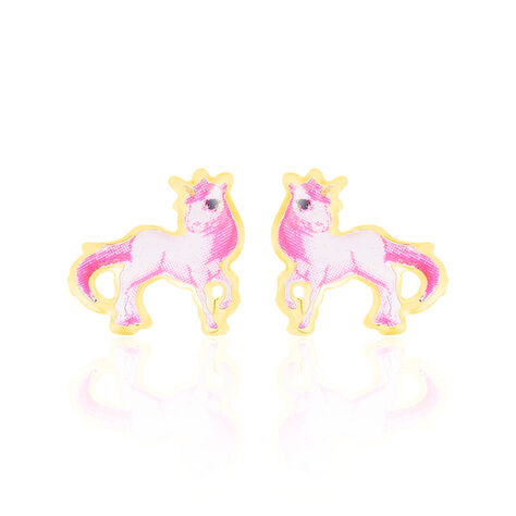 Boucles D'oreilles Puces Fantasila Cheval Or Jaune - Clous d'oreilles Enfant | Histoire d’Or