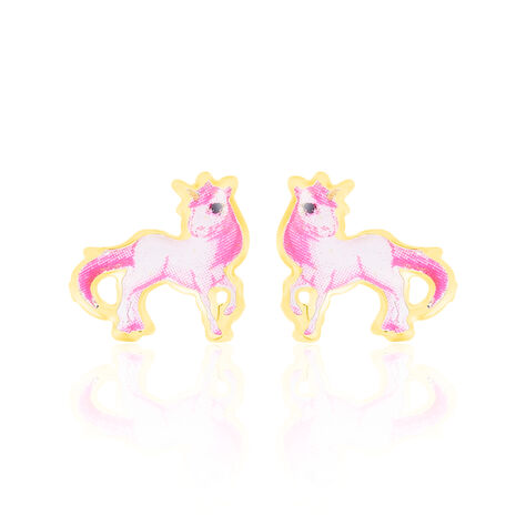 Boucles D'oreilles Puces Fantasila Cheval Or Jaune - Clous d'oreilles Enfant | Histoire d’Or