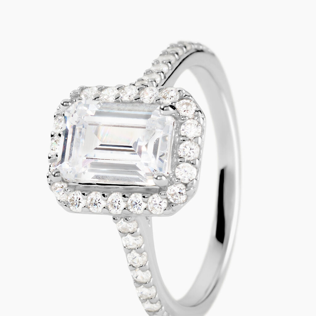 Bague Solitaire Cadmos Argent Blanc Oxyde De Zirconium - Bagues de promesse Femme | Histoire d&rsquo;Or