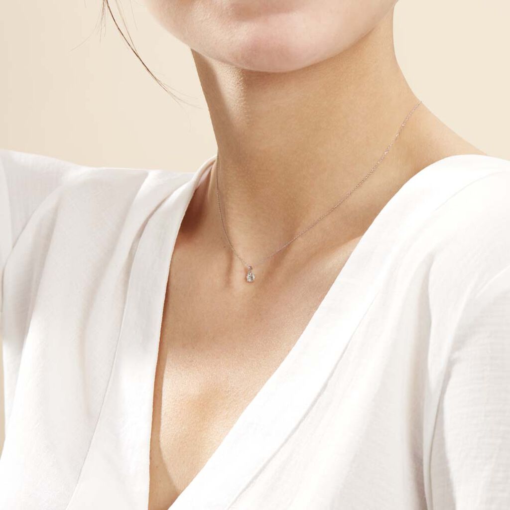 Collier Vrille Accompagnee Or Blanc Diamant - Colliers Femme | Histoire d’Or