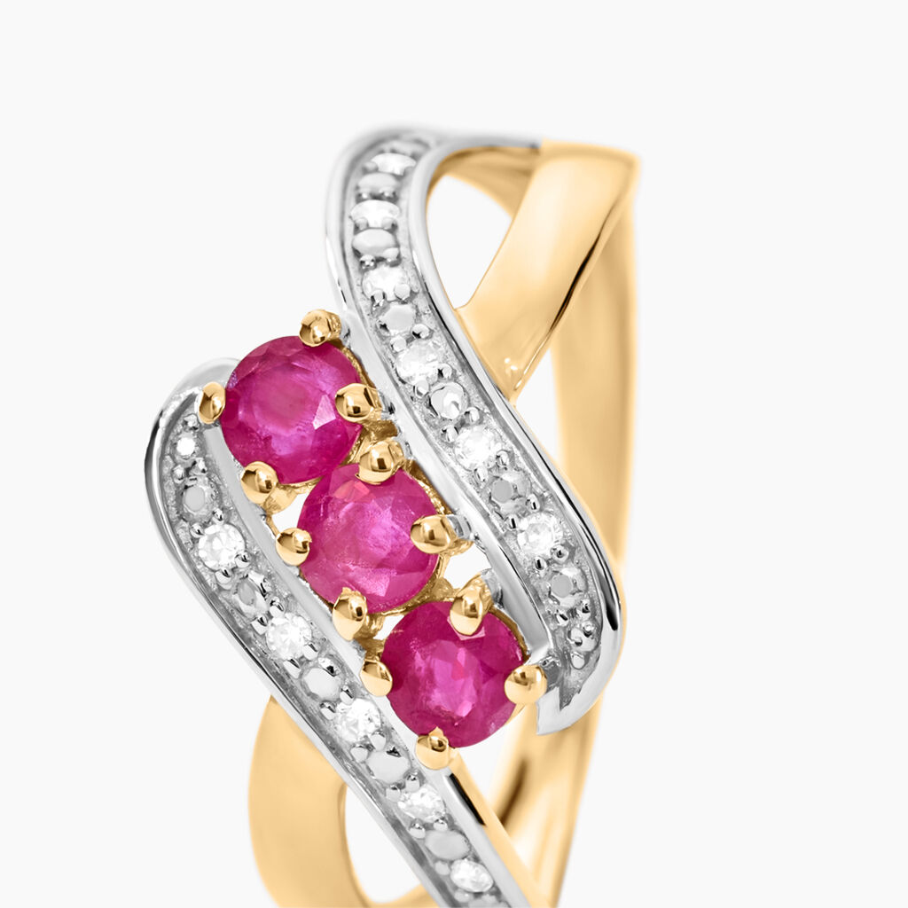 Bague Simma Or Jaune Diamant Et Rubis - Bagues avec pierre Femme | Histoire d’Or