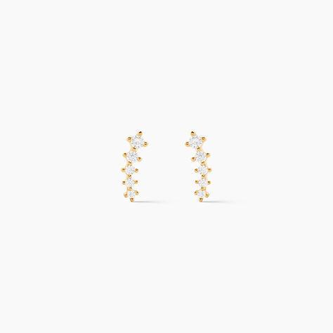 Boucles D'oreilles Puces Delia Or Jaune Oxyde De Zirconium - Clous d'oreilles Femme | Histoire d&rsquo;Or