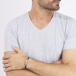 Bracelet Eric Acier Blanc Pierre De Synthese - Bracelets fantaisie Homme | Histoire d’Or