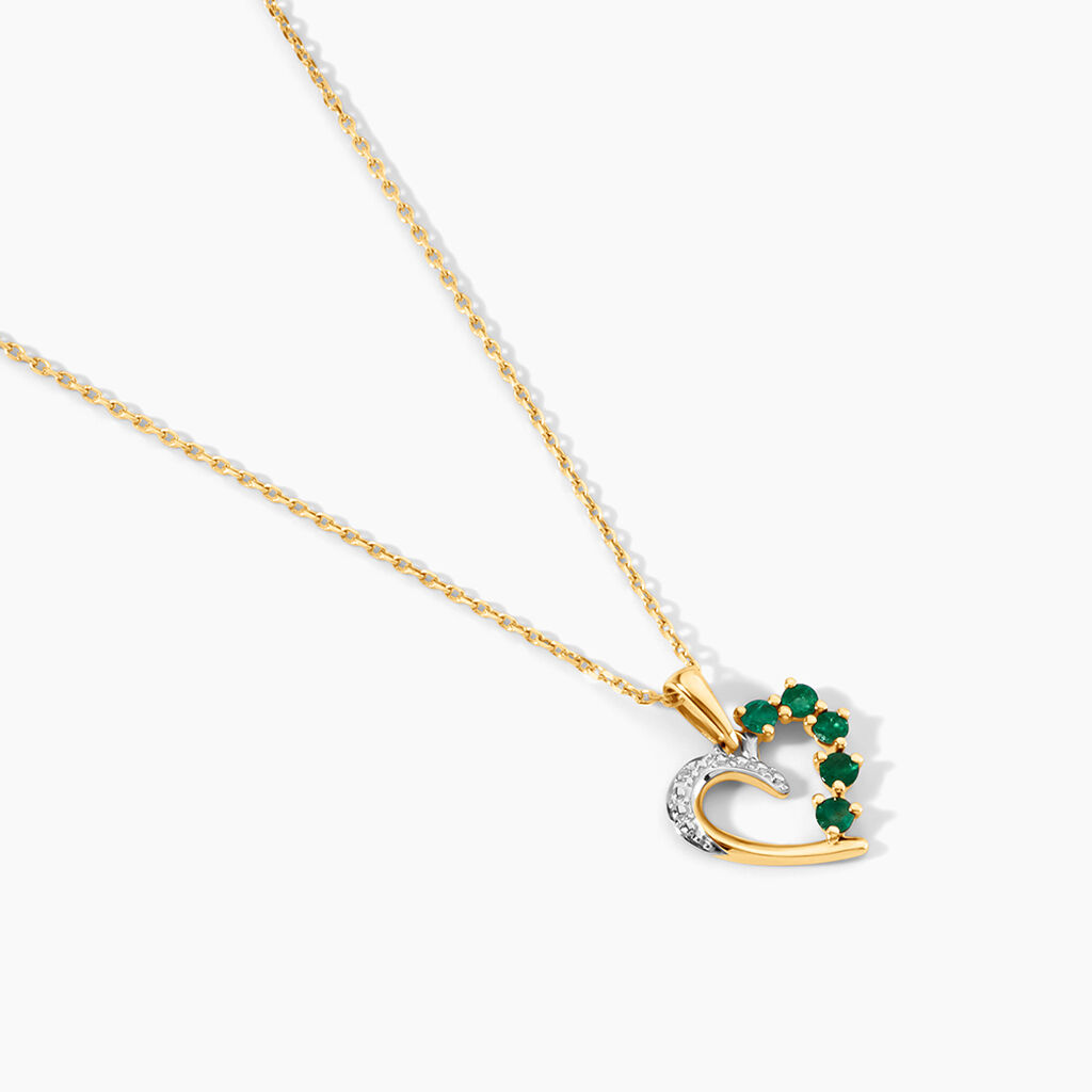 Pendentif Haldor Or Jaune Emeraude Diamant - F&ecirc;te des m&egrave;res Femme | Histoire d&rsquo;Or