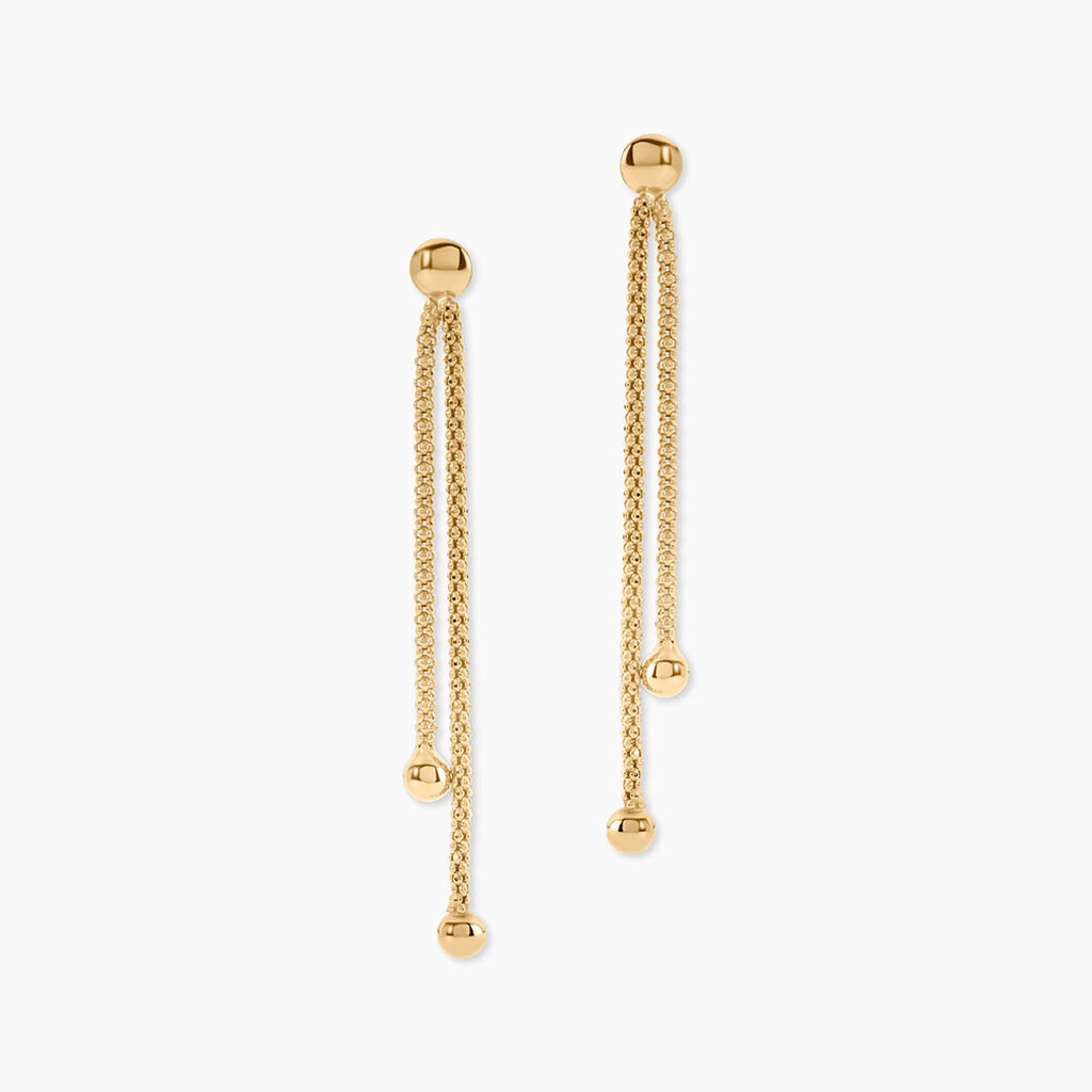 Boucles D'Oreilles Pendantes Assiba Argent Dor&eacute; A L'Or 750/1000 - Boucles d'oreilles pendantes Femme | Histoire d&rsquo;Or