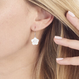 Boucles D'oreilles Pendantes Harione Argent Blanc Céramique Et Oxyde - Boucles d'oreilles fantaisie Femme | Histoire d’Or