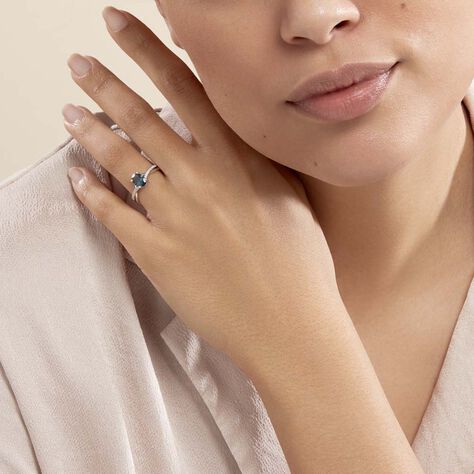 Bague Haissa Or Blanc Topaze Et Oxyde De Zirconium - Bagues solitaires Femme | Histoire d’Or