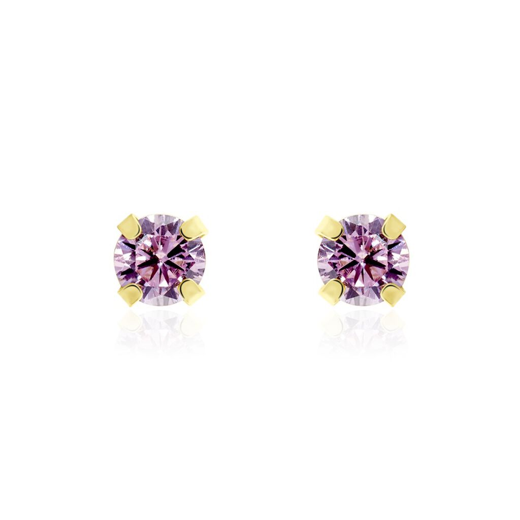 Boucles D'oreilles Puces Or Jaune Oxyde De Zirconium - Clous d'oreilles Femme | Histoire d’Or