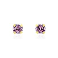 Boucles D'oreilles Puces Or Jaune Oxyde De Zirconium