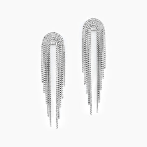 Boucles D'oreilles Pendantes Jakarta Argent Blanc - Boucles d'oreilles pendantes Femme | Histoire d&rsquo;Or