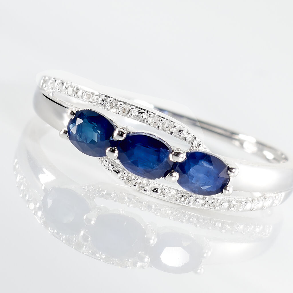 Bague Comete Or Blanc Saphir Et Diamant - Bagues avec pierre Femme | Histoire d&rsquo;Or