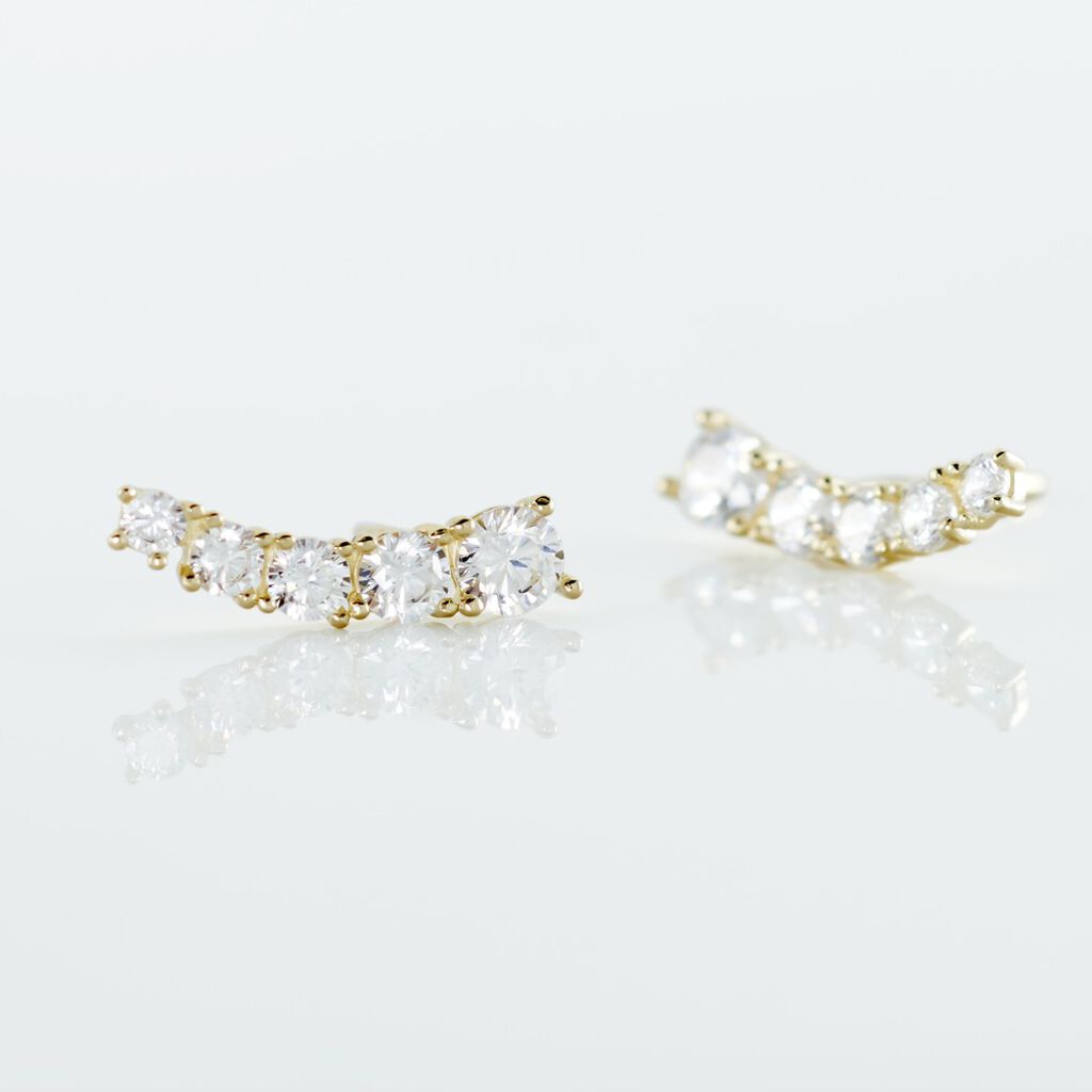 Boucles D'oreilles Puces Or Jaune Anaca Oxydes De Zirconium - Clous d'oreilles Femme | Histoire d’Or