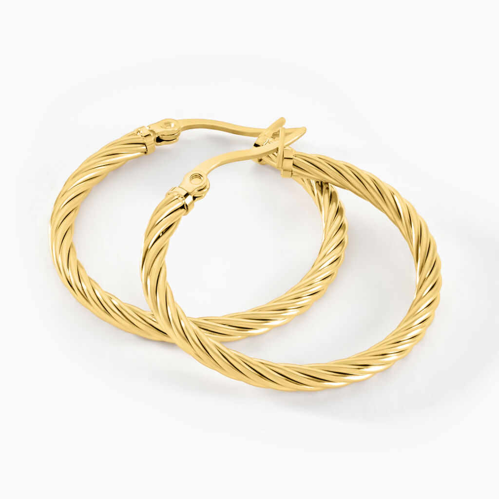 Créoles Acier Doré Pascau - Boucles d'oreilles créoles Femme | Histoire d’Or