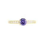 Bague Carrol Or Jaune Am&eacute;thyste Oxyde De Zirconium - Bagues solitaires Femme | Histoire d&rsquo;Or