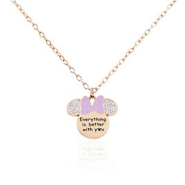 Collier Disney Acier Doré Rose Cristaux - Colliers fantaisie Femme | Histoire d’Or