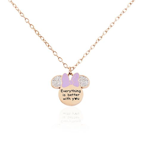 Collier Disney Acier Doré Rose Cristaux - Colliers fantaisie Femme | Histoire d’Or