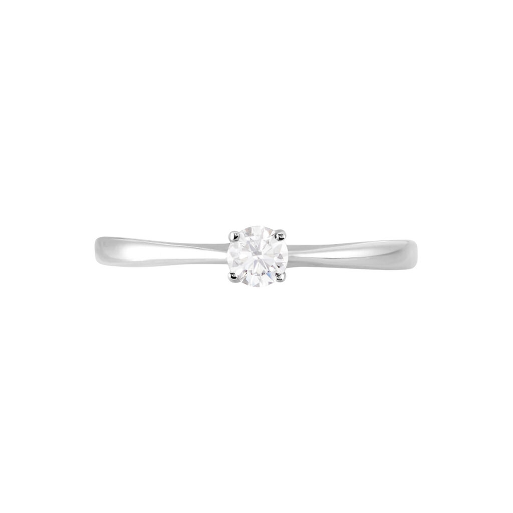Bague Solitaire Or Blanc Fiona Diamant Synthétique - Bagues solitaires Femme | Histoire d’Or
