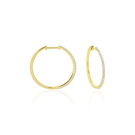 Creoles Or Jaune Aryanna Diamants - Boucles d'oreilles cr&eacute;oles Femme | Histoire d&rsquo;Or