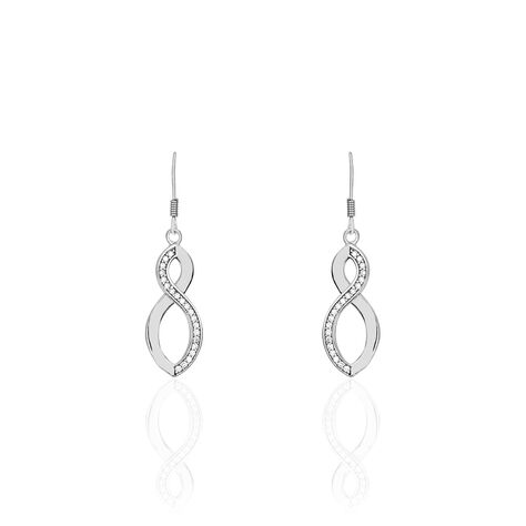 Boucles D'oreilles Pendantes Odile Argent Blanc Oxyde De Zirconium - Boucles d'oreilles fantaisie Femme | Histoire d&rsquo;Or