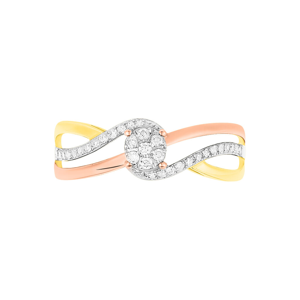 Bague Kyliane Or Tricolore Diamant - Bagues avec pierre Femme | Histoire d&rsquo;Or