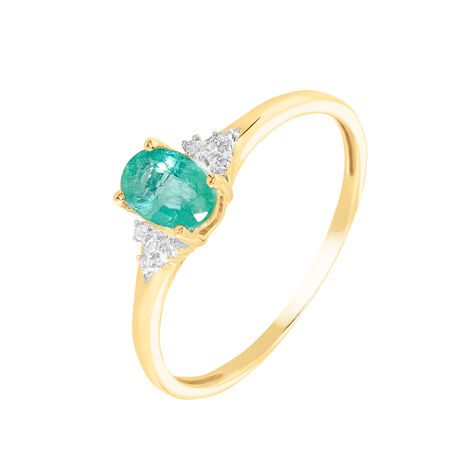 Bague Marie Or Jaune Emeraude Et Diamant - Bagues solitaires Femme | Histoire d’Or