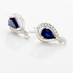 Boucles D'oreilles Puces Angelika Or Blanc Saphir Et Diamant - Clous d'oreilles Femme | Histoire d&rsquo;Or