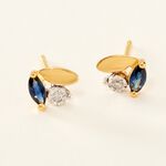 Boucles D'oreilles Puces Tameka Or Bicolore Saphir Diamant - Clous d'oreilles Femme | Histoire d&rsquo;Or