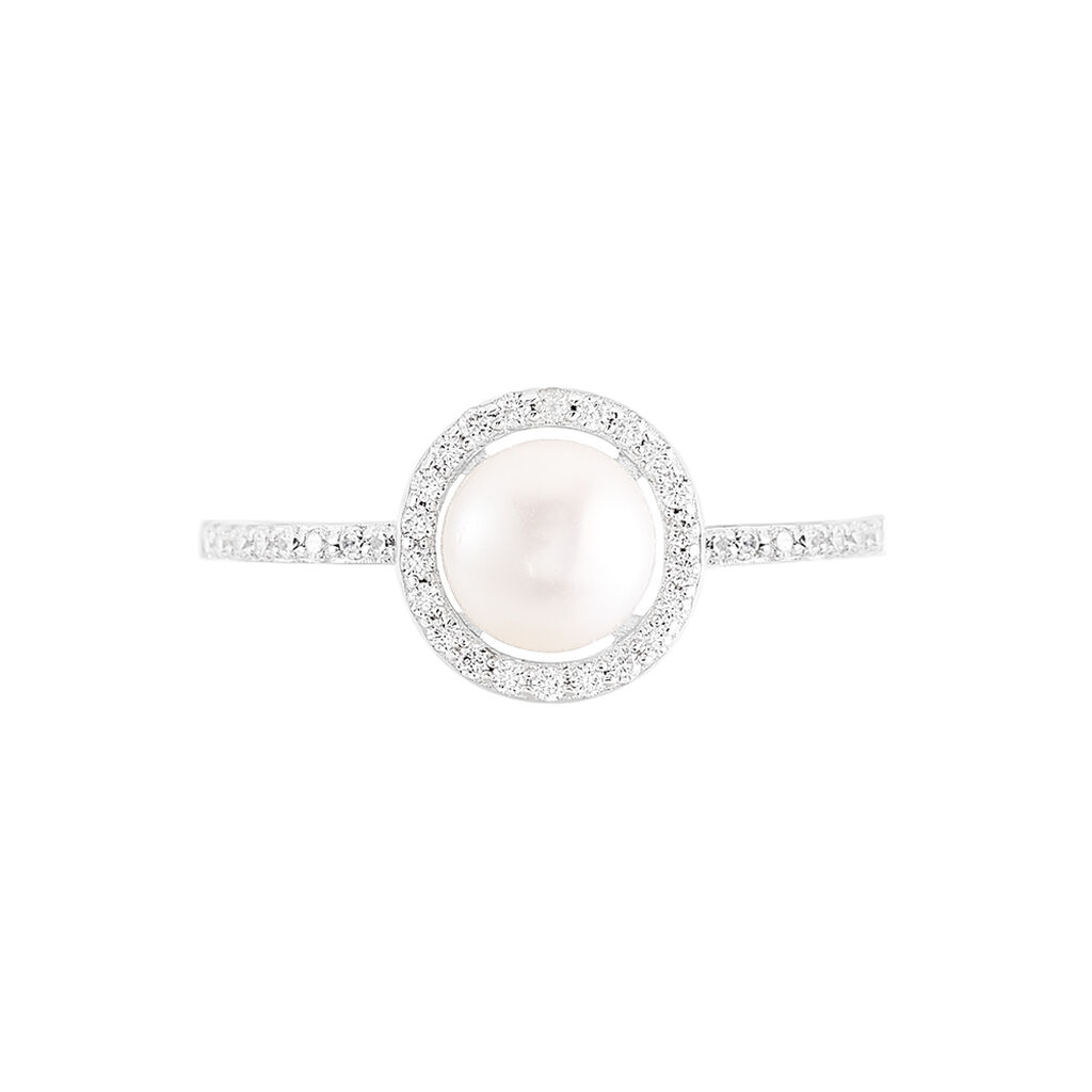 Bague Suada Argent Blanc Perle De Culture Et Oxyde De Zirconium - Bagues avec pierre Femme | Histoire d’Or