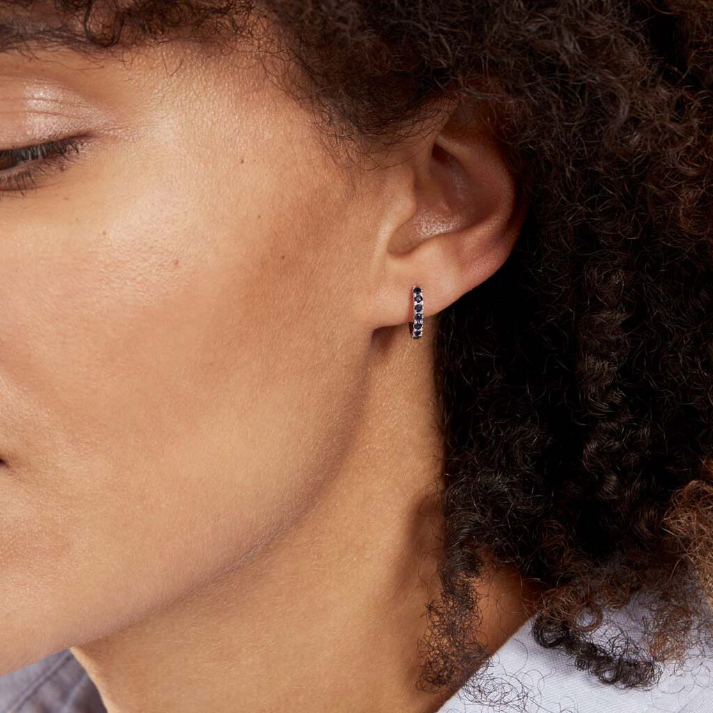Créoles Or Blanc Killian Saphir - Boucles d'oreilles créoles Femme | Histoire d’Or