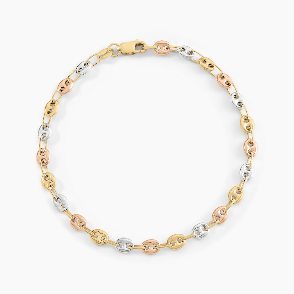 Bracelet Dami Maille Grain De Caf&eacute; Or Tricolore - Bracelets cha&icirc;ne Femme | Histoire d&rsquo;Or
