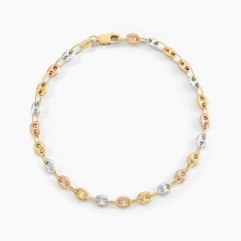 Bracelet Dami Maille Grain De Caf&eacute; Or Tricolore - Bracelets cha&icirc;ne Femme | Histoire d&rsquo;Or