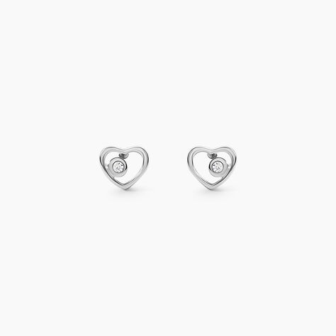 Boucles D'oreilles Puces Ashley Argent Blanc Oxyde De Zirconium - Boucles d'oreilles fantaisie Femme | Histoire d&rsquo;Or