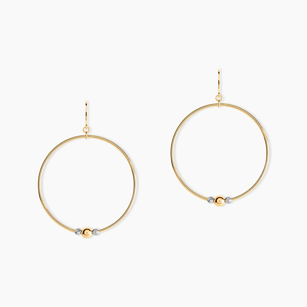 Cr&eacute;oles Rosa Billes Diamantees Or Jaune - Boucles d'oreilles cr&eacute;oles Femme | Histoire d&rsquo;Or