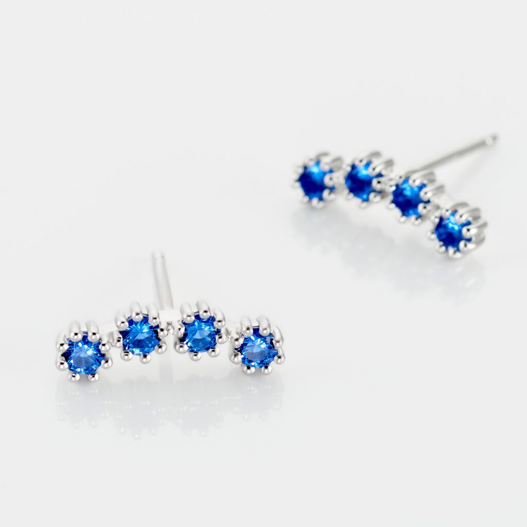 Boucles D'oreilles Puces Karrie Argent Blanc Oxyde De Zirconium - Boucles d'oreilles fantaisie Femme | Histoire d’Or