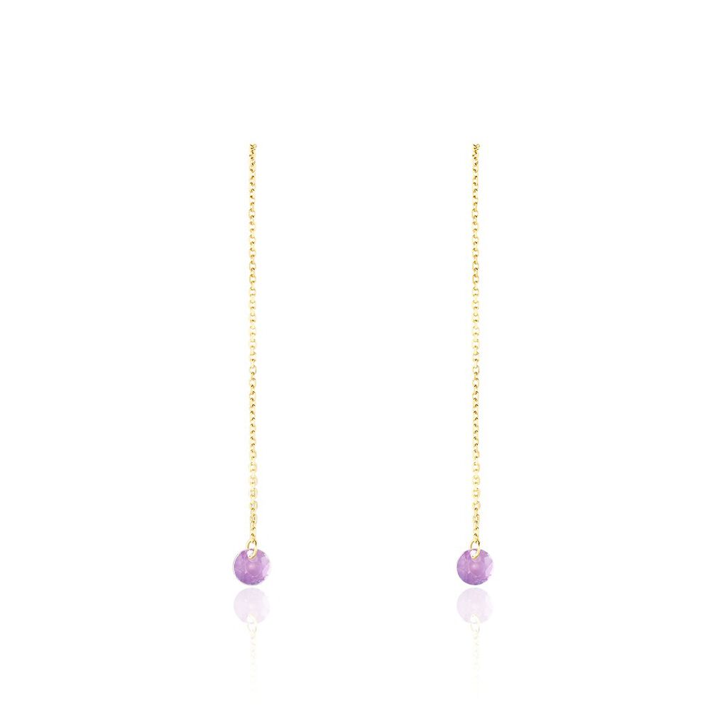 Boucles D'oreilles Pendantes Les Audacieuses Or Jaune Am&eacute;thyste - Boucles d'oreilles pendantes Femme | Histoire d&rsquo;Or