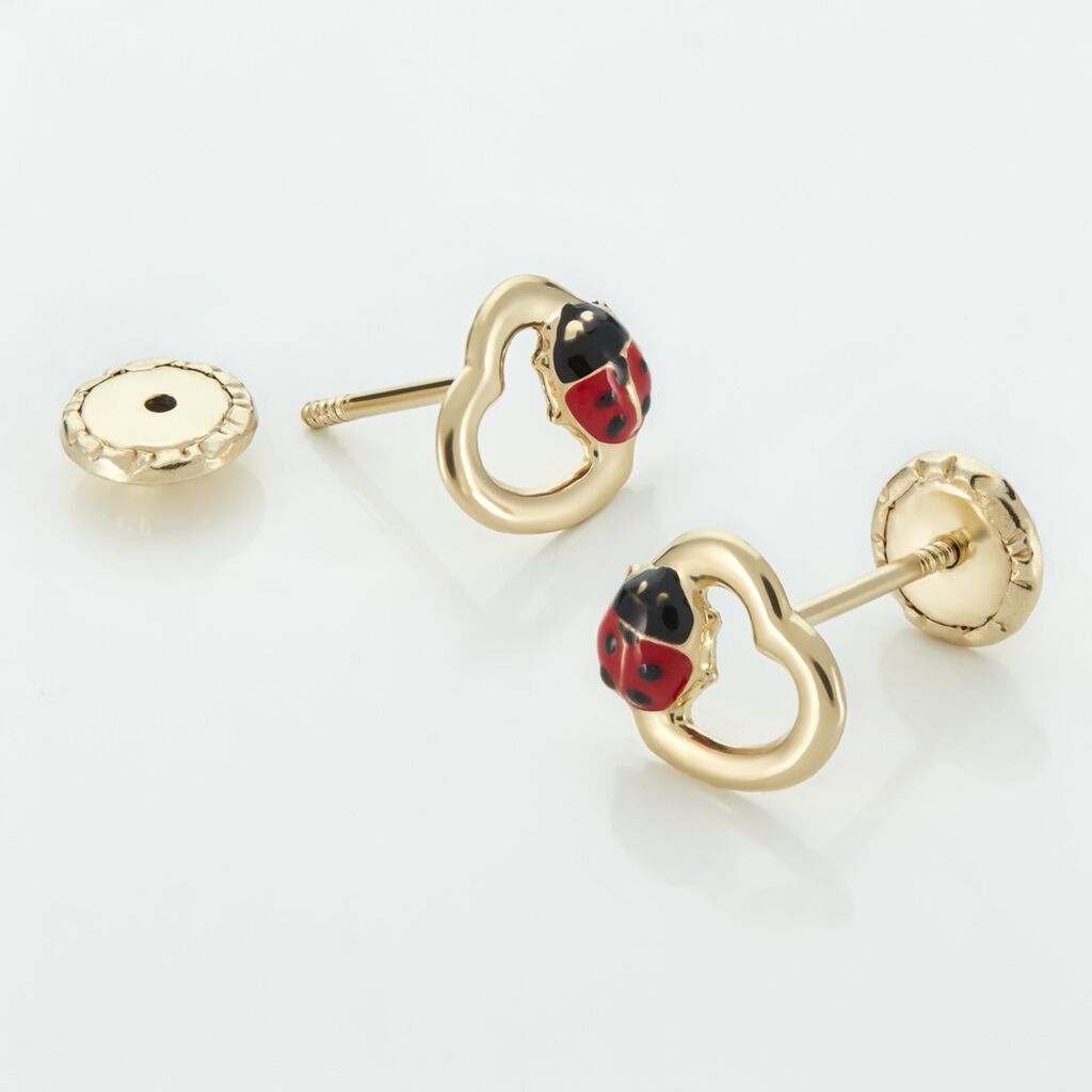 Boucles D'oreilles Puces Or Jaune Syringa Smalto - Clous d'oreilles Enfant | Histoire d’Or
