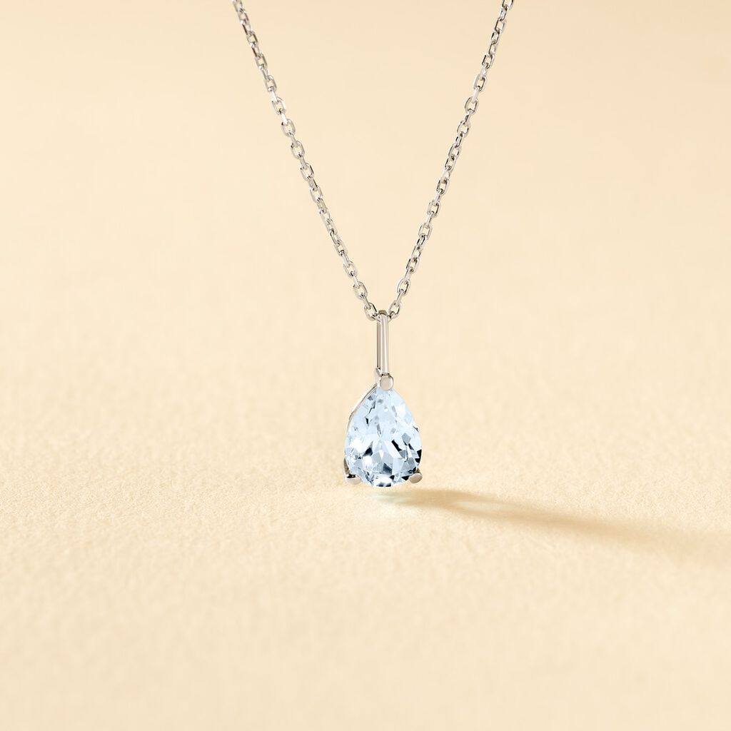 Collier Goutte Or Blanc Topaze - Colliers Femme | Histoire d&rsquo;Or