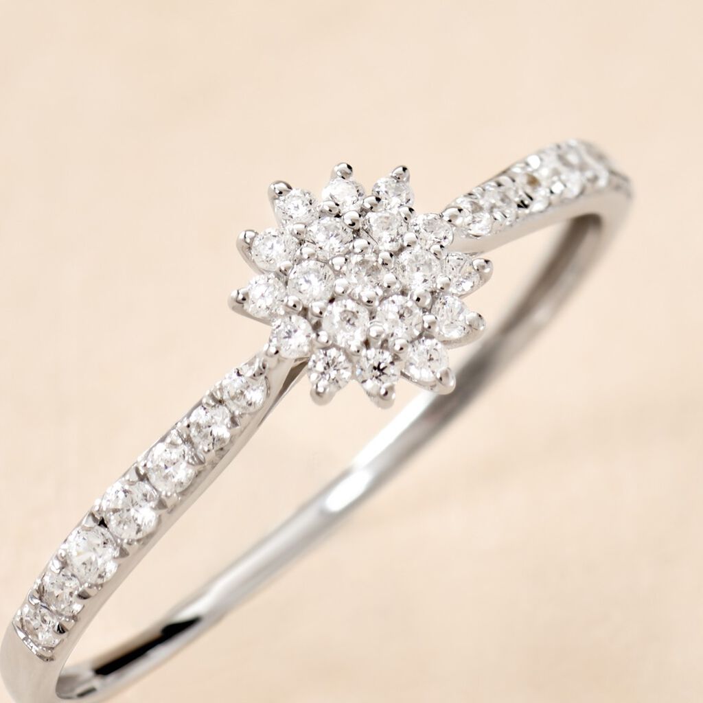 Bague Shin Or Blanc Oxyde De Zirconium - Bagues avec pierre Femme | Histoire d’Or